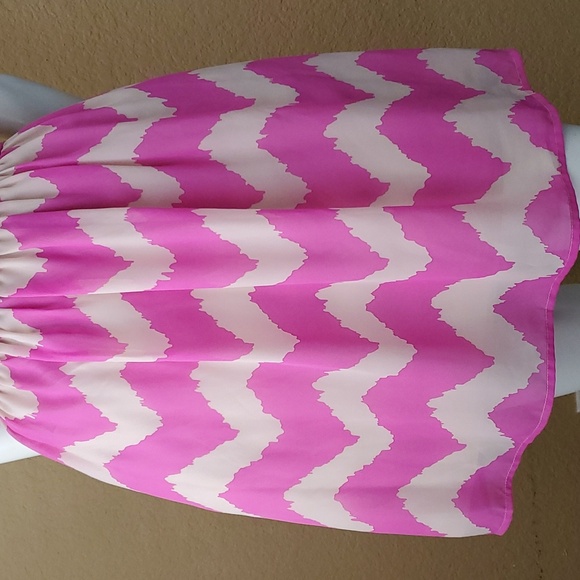 🆕️ AS U WISH Pink Chevron Print Sleeveless Belted Dress JUNIORS SIZE: L - Picture 4 of 12